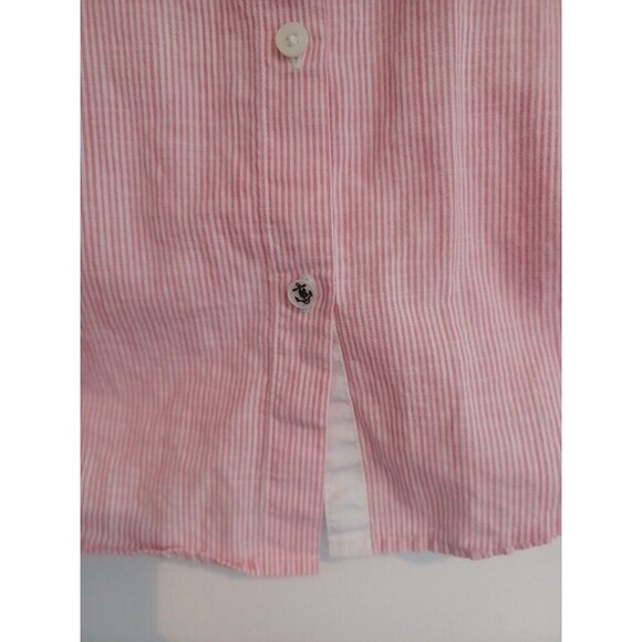 Nautica pink stripe buttondown shirt womens M cotton beach Coastal Granny preppy - Picture 6 of 11